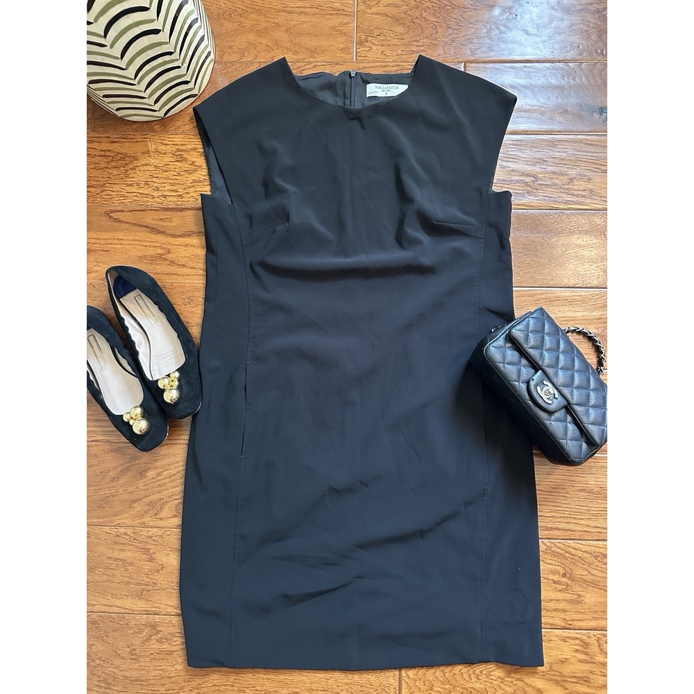 MM.LaFleur The Tide Dress 10 Black Sheath Shift Pockets Work Office Business LBD